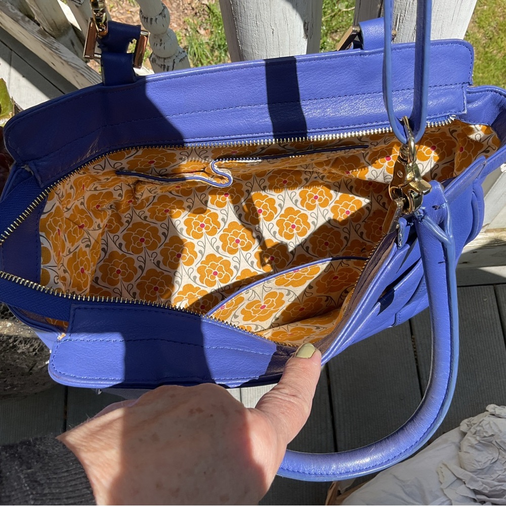 EMMA FOX Blue Leather Handbag hand & crossbody - Picture 3 of 6